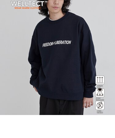 【WELLTECT】 ロゴプリントクルーネックスウェット