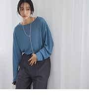 裾ラウンドシアープルオーバー