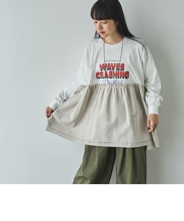 フハクドッキングロゴプリントロングスリーブTシャツ