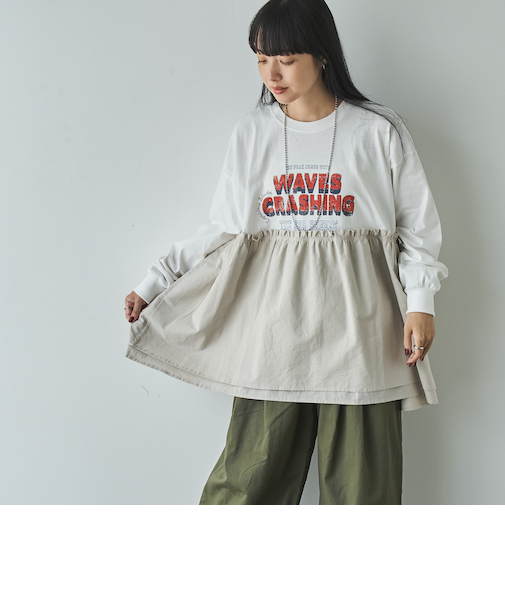 フハクドッキングロゴプリントロングスリーブTシャツ