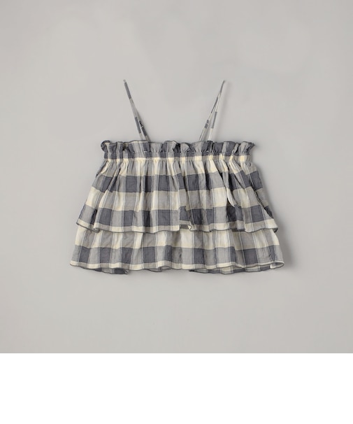 オンブレチェックサッカーキャミソールトップス