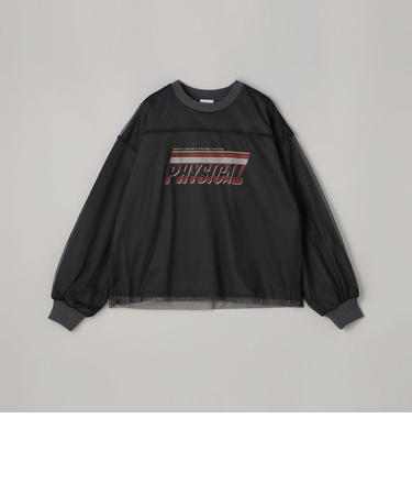 チュールレイヤードロゴプリント裏毛スウェット