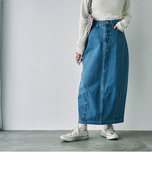 カーブデニムスカート