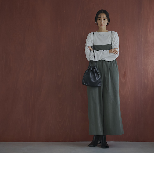 【2セットアイテム】ロングスリーブT&ギャザーサロペット