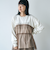 天竺ロゴプリントチュールドッキングロングスリーブTシャツ