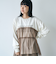 天竺ロゴプリントチュールドッキングロングスリーブTシャツ