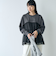 天竺ロゴプリントチュールドッキングロングスリーブTシャツ