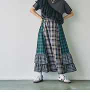 チェックパッチワークティアードスカート（ケリー）