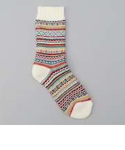 【H FOOT WEAR（エイチ フットウェア）】フェアアイルジャガードクルーソックス（新色追加）