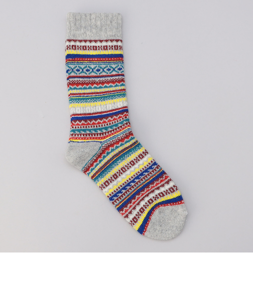 【H FOOT WEAR（エイチ フットウェア）】フェアアイルジャガードクルーソックス（新色追加）