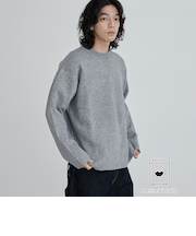 【洗える】ダブルフェイスクルーネックニット
