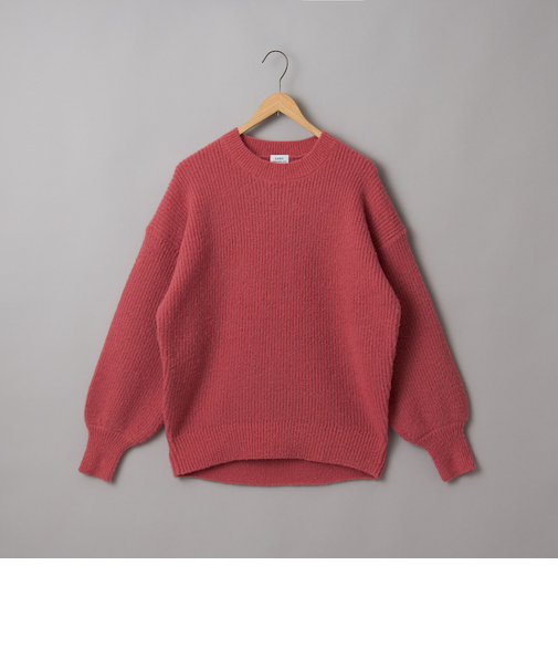 起毛アゼ編みクルーネックチュニックニット