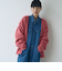起毛アゼ編みVネックニットカーディガン