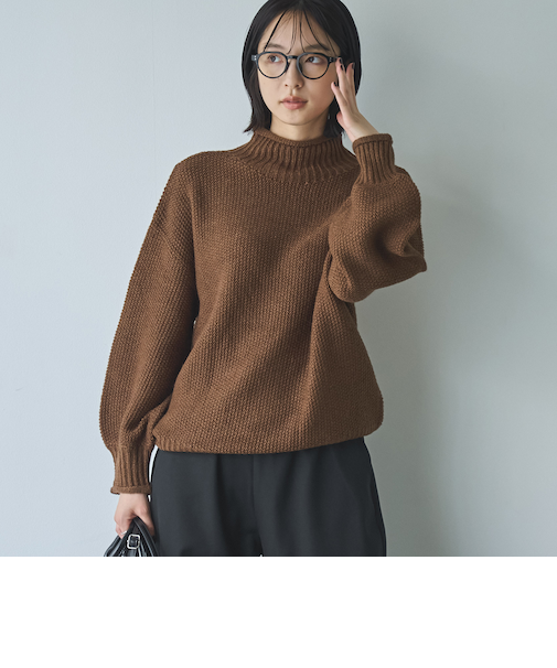 ウールミックスカノコハイネックニット