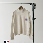 【1枚で着映え】MLB別注ワンポイントロゴハーフジップニット