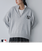 【1枚で着映え】MLB別注ワンポイントロゴハーフジップニット