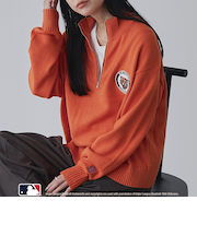 【1枚で着映え】MLB別注ワンポイントロゴハーフジップニット