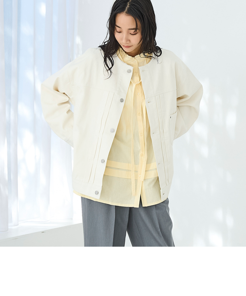 デニムノーカラージャケット