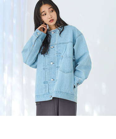 デニムノーカラージャケット