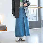 デニムフレアロングスカート