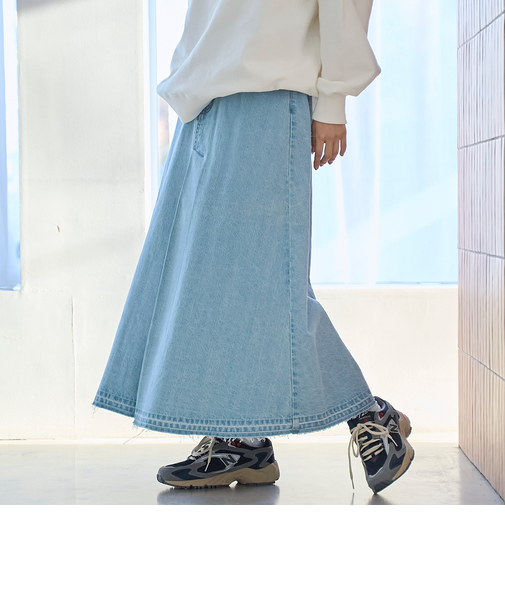 デニムフレアロングスカート