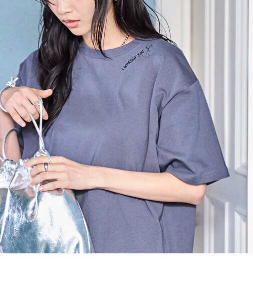 【春色×ゆるシルエット/6色展開/WEB限定/推しカラー】刺繍ハーフスリーブＴシャツ