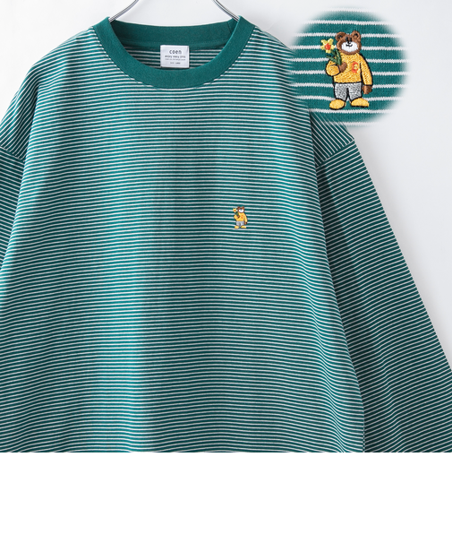 ワンポイントベア刺繍USAコットンロングスリーブＴ