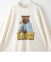 ベアピグメントプリントロングスリーブＴシャツ