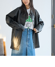 レザーライクシャツブルゾン