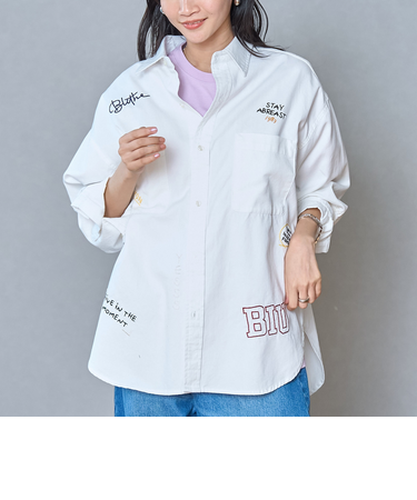 デニム刺繍オーバーシャツ