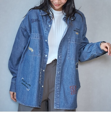 デニム刺繍オーバーシャツ