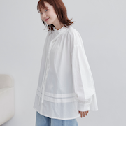 ワッシャーコットンフリルチュニックブラウス