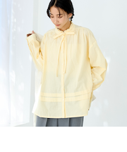 ワッシャーコットンフリルチュニックブラウス