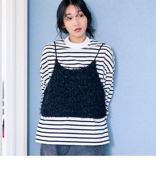 リボンヤーンニットキャミビスチェ