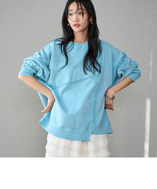 ピグメントパッチワーク裏毛スウェット