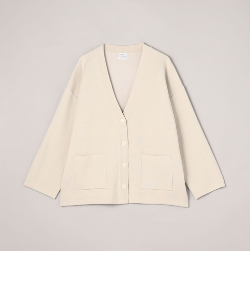 コットンミックスプレーティングVネックニットカーディガン