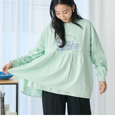 布帛ドッキングロゴプリントロンT