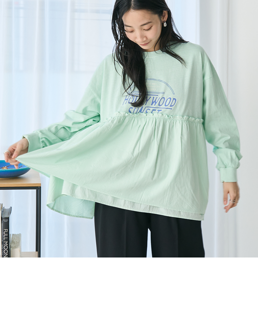 布帛ドッキングロゴプリントロンT