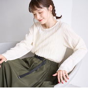 【再入荷・新色登場】ウェーブデザイン カットジャガード クルーネックTシャツ