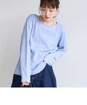 【再入荷・新色登場】ウェーブデザイン カットジャガード クルーネックTシャツ