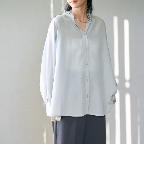 ポリエステル ボイル バックシャーリング スキッパー ブラウス