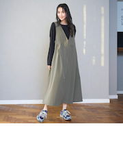 ポリツイル Vネック ジャンパースカート