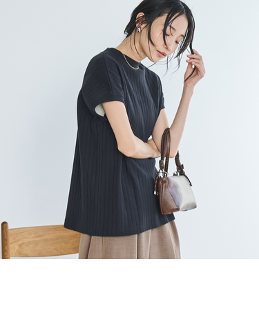 USAコットンワイドリブリピTフレンチスリーブ