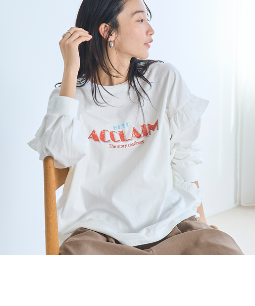 フハク ドッキング フリル袖 ロングスリーブTシャツ