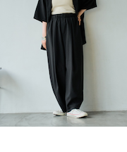 リネンタッチ ポリエステル イージー カーブパンツ