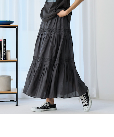 MARKET（マーケット）タック ティアード スカート