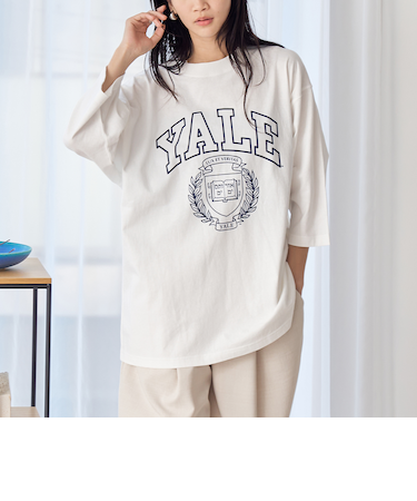 YALE別注 アソートプリント 半端袖 ビッグTシャツ　
