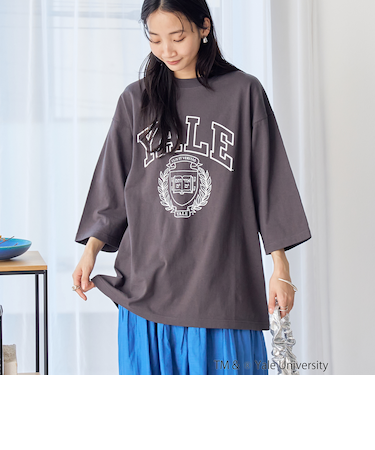 YALE別注 アソートプリント 半端袖 ビッグTシャツ　