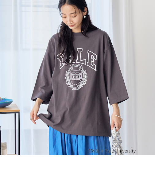 YALE別注 アソートプリント 半端袖 ビッグTシャツ　