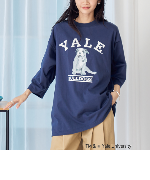 YALE別注 アソートプリント 半端袖 ビッグTシャツ　